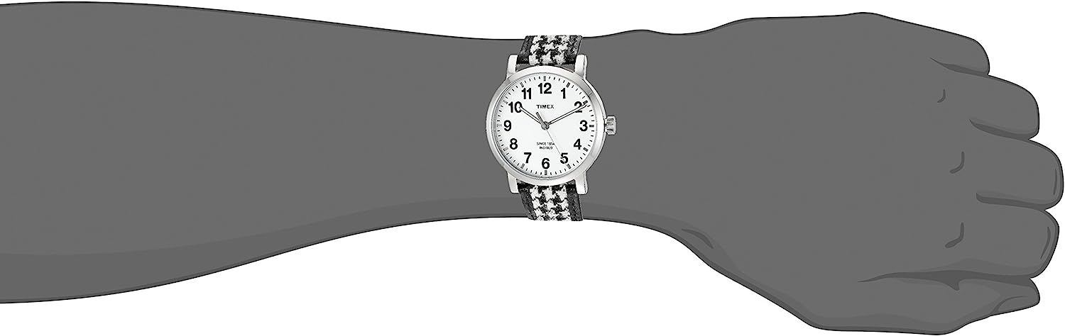 腕時計 タイメックス レディース TW2P98800 Timex Women's TW2P98800 Originals Houndstooth Black White Fabric Leather Strap Watch腕時計 タイメックス レディース TW2P98800 NEW - 4