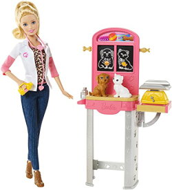 バービー Barbie ペット獣医プレイセット 白い子猫と甘い茶色の子犬 体重計と聴診器 CCP70