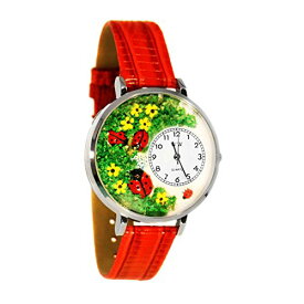 腕時計 気まぐれなかわいい プレゼント クリスマス ユニセックス WHIMS-U1210004 Whimsical Gifts Women's Ladybugs 3D Watch | Silver Finish Large | Unique Fun Novelty | Handmade in腕時計 気まぐれなかわいい プレゼント クリスマス ユニセックス WHIMS-U1210004
