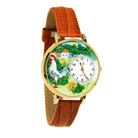 腕時計 気まぐれなかわいい プレゼント クリスマス ユニセックス WHIMS-G0110001 Whimsical Gifts Rooster 3D Watch | Gold Finish Large | Unique Fun Novelty | Handmade in USA | Tan 腕時計 気まぐれなかわいい プレゼント クリスマス ユニセックス WHIMS-G0110001