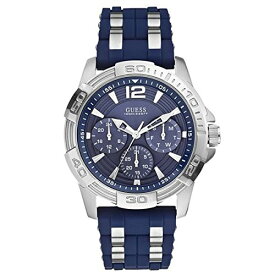 腕時計 ゲス GUESS メンズ Oasis GUESS Men's W0366G2 Iconic Blue Multi-Function Watch with Silicone Strap & Silver-Tone Interlinks腕時計 ゲス GUESS メンズ Oasis