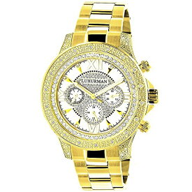 腕時計 ラックスマン メンズ LUXURMAN Watches: Mens Diamond Watch 0.5ct Yellow Gold Plated腕時計 ラックスマン メンズ