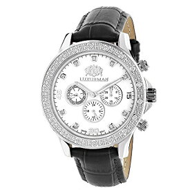 腕時計 ラックスマン メンズ LUXURMAN Mens Diamond Watch 0.2ctw of Diamonds Swiss Quartz Liberty w Leather Band and White MOP Dial腕時計 ラックスマン メンズ