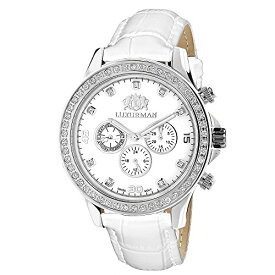 腕時計 ラックスマン メンズ LUXURMAN Liberty 2 Carat Swiss Quartz Men's Real Diamond Watch with Leather Band White MOP Face腕時計 ラックスマン メンズ