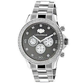 腕時計 ラックスマン メンズ LUXURMAN Genuine Diamond Watches for Men: 2ct Liberty Watch Swiss Quartz w Stainless Steel Band腕時計 ラックスマン メンズ