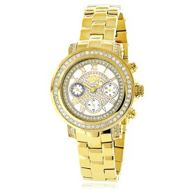 腕時計 ラックスマン レディース LUXURMAN Womens Diamond Yellow Gold Plated Watch Montana White Mop 2ct腕時計 ラックスマン レディース