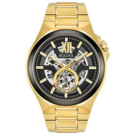 腕時計 ブローバ メンズ 98A178 Bulova Men's Classic Maquina Gold Tone Stainless Steel 3-Hand Automatic Watch, Skeleton Dial Style: 98A178腕時計 ブローバ メンズ 98A178