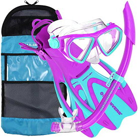 シュノーケリング マリンスポーツ 253628 U.S. Divers Junior Large Kids Dorado Mask, Proflex Fins, & Sea Breeze Snorkel Set with Carry Travel Bag, Fun Purple,SR248O5121Lシュノーケリング マリンスポーツ 253628