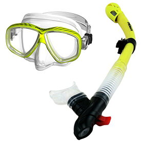 シュノーケリング マリンスポーツ 285890-Yellow, Snorkeling Purge Mask and Dry Snorkel Combo Setシュノーケリング マリンスポーツ