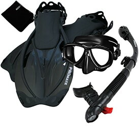シュノーケリング マリンスポーツ 285890-ABk-SM, Snorkeling Purge Mask Dry Snorkel Fins Mesh Bag Setシュノーケリング マリンスポーツ