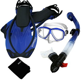 シュノーケリング マリンスポーツ 285890-t.Blue-SM, Snorkeling Purge Mask Dry Snorkel Fins Mesh Bag Setシュノーケリング マリンスポーツ