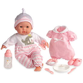 ジェーシートイズ 赤ちゃん おままごと ベビー人形 30040 15" Realistic Soft Body Baby Doll with Open/Close Eyes | JC Toys - Berenguer Boutique | 10 Piece Gift Set with Bottle, Rattle, Pacifier & Acceジェーシートイズ 赤ちゃん おままごと ベビー人形 30040