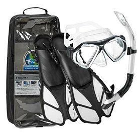 シュノーケリング マリンスポーツ HEAD Snorkel Collection Sailor Splash Quest Superior Mask Fin Snorkel Set with Snorkeling Gear Bag, Splash White - S/Mシュノーケリング マリンスポーツ