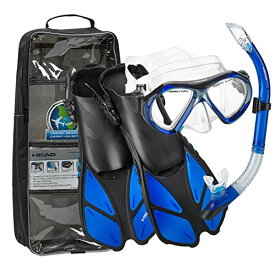 シュノーケリング マリンスポーツ HEAD Snorkel Collection Sailor Splash Quest Superior Mask Fin Snorkel Set with Snorkeling Gear Bag, Splash Blue - S/Mシュノーケリング マリンスポーツ