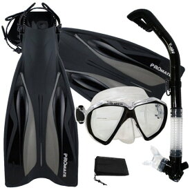 シュノーケリング マリンスポーツ Promate Deluxe Snorkeling Gear Scuba Diving Fins Mask Dry Snorkel Set, TBK, MLXLシュノーケリング マリンスポーツ