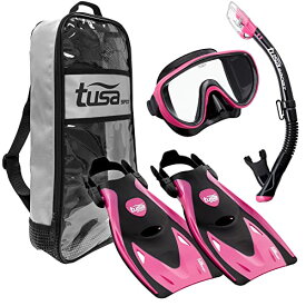 シュノーケリング マリンスポーツ UP-1521QB-HP-M TUSA Sport Adult Serene Mask, Dry Snorkel, and Fin Travel Set, Black/Hot Pink, Medium, UP-1521QB-HP-Mシュノーケリング マリンスポーツ UP-1521QB-HP-M
