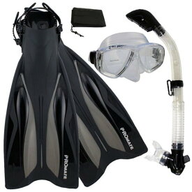 シュノーケリング マリンスポーツ Promate ForcePace Fins Dry Snorkel Scuba Diving Mask Snorkeling Set, ClrwBk, SMシュノーケリング マリンスポーツ