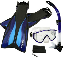 シュノーケリング マリンスポーツ Promate Side-View Mask Semi-Dry Snorkel Snorkeling Fins, Blue, S/Mシュノーケリング マリンスポーツ
