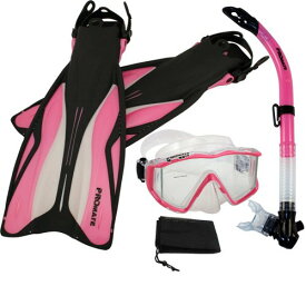シュノーケリング マリンスポーツ Promate Side-View Mask Semi-Dry Snorkel Snorkeling Fins, PkWht, S/Mシュノーケリング マリンスポーツ
