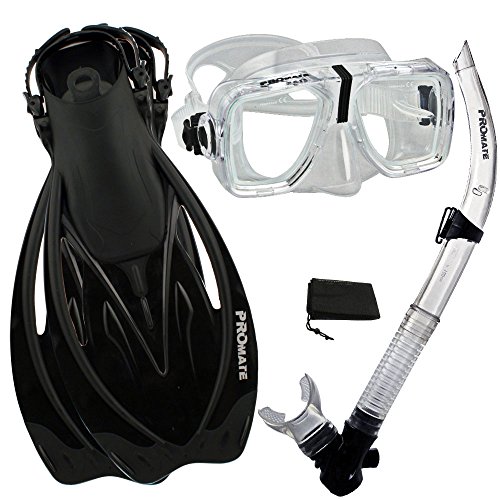 無料ラッピングでプレゼントや贈り物にも。逆輸入並行輸入送料込 シュノーケリング マリンスポーツ 【送料無料】Promate Snorkeling Scuba Dive Snorkel Mask Fins Gear Set, ClrBk, S/Mシュノーケリング マリンスポーツ