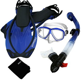 シュノーケリング マリンスポーツ 285890-t.Blue-MLXL, Snorkeling Purge Mask Dry Snorkel Fins Mesh Bag Setシュノーケリング マリンスポーツ