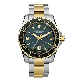 腕時計 ビクトリノックス スイス メンズ 241605 Victorinox Maverick GS Large Men's Two-Tone Watch 241605, Green/Silver, One Size, Bracelet腕時計 ビクトリノックス スイス メンズ 241605