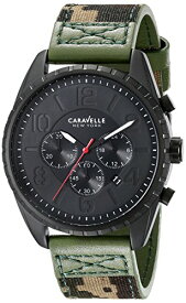 腕時計 ブローバ メンズ 45B123 Caravelle New York Men's 45B123 Black Ion-Plated Stainless Steel Watch with Camo Canvas Band腕時計 ブローバ メンズ 45B123