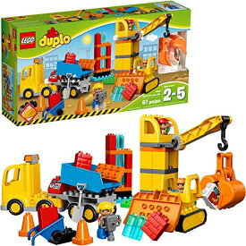 レゴ デュプロ ダンプ、クレーン車、ブルドーザー 建物セット 10813 67ピース LEGO DUPLO 3人の建設作業員フィギュア おもちゃ 子ども 大きめブロック