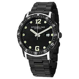 腕時計 ストゥーリングオリジナル メンズ 421.335B1 Stuhrling Original Men's 421.335B1 Octane Concorso Trofeo Swiss Quartz Date Black Stainless Steel Bracelet Watch腕時計 ストゥーリングオリジナル メンズ 421.335B1