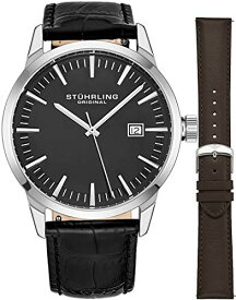 腕時計 ストゥーリングオリジナル メンズ Stuhrling Original Mens Minimalist Swiss Quartz Stainless Steel Dress Wrist-Watch, Quick-Set Date, 2 Easy-Interchangeable Leather Straps ? 555AZ Series腕時計 ストゥーリングオリジナル メンズ