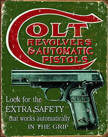 壁飾り インテリア タペストリー 壁掛けオブジェ 海外デザイン Desperate Enterprises Colt Revolver - Extra Safety Tin Sign, 12.5" W x 16" H壁飾り インテリア タペストリー 壁掛けオブジェ 海外デザイン