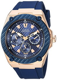 腕時計 ゲス GUESS メンズ U1049G2 GUESS Comfortable Iconic Blue Stain Resistant Watch with Rose Gold-Tone Day, Date + 24 Hour Military/Int'l Time. Color: Blue (Model: U1049G2)腕時計 ゲス GUESS メンズ U1049G2