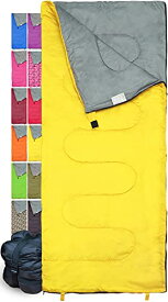 アウトドア キャンプ スリーピングバッグ アメリカ Lightweight Yellow Sleeping Bag by RevalCamp. Indoor & Outdoor use. Great for Kids, Teens & Adults. Ultra Light and Compact Bags are Perfect for Hiking, Bアウトドア キャンプ スリーピングバッグ アメリカ