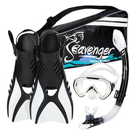 シュノーケリング マリンスポーツ Seavenger Advanced Snorkeling Set with Panoramic Mask, Trek Fins, Dry Top Snorkel & Gear Bag (White, X-Small)シュノーケリング マリンスポーツ