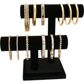 アクセサリスタンド ジュエリー TB-J0095BLK-AA FindingKing 2 Tier Black Velvet T-Bar Bracelet Watch Jewelry Stand Displayアクセサリスタンド ジュエリー TB-J0095BLK-AA
