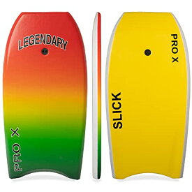 ボディボード マリンスポーツ Bodyboard for Beach with Hard Slick Bottom, Boogie Boards for Kids & Adults, Legendary Pro X Heat Sealed with EPS Core, Leash (33, Rasta)ボディボード マリンスポーツ