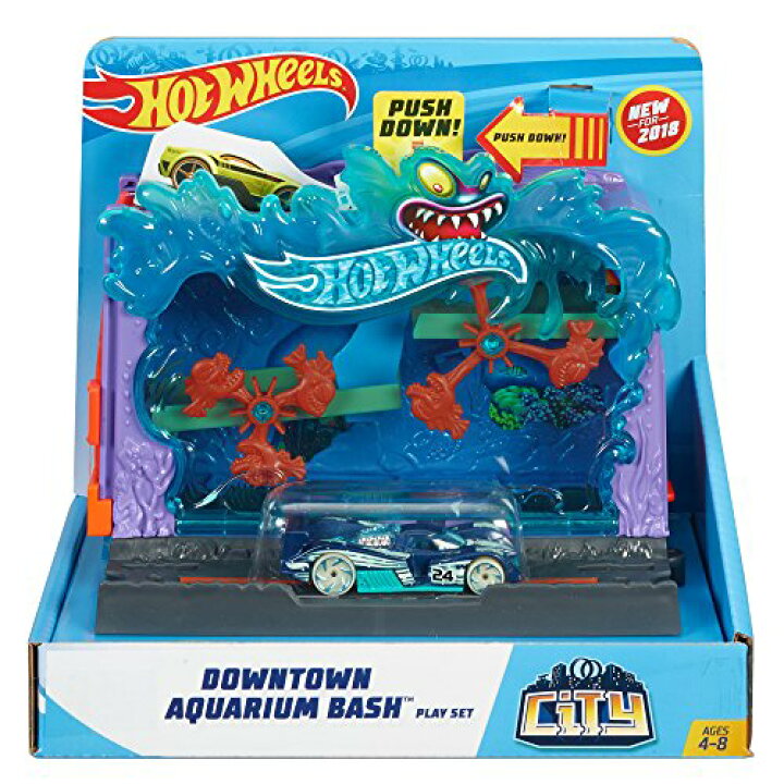 楽天市場 送料無料 ホットウィール Hot Wheels シティ ダウンタウンアクアリウムバッシュ プレイセット 水族館 ホットウィール車両1台つき おもちゃ ビークル ミニカー Angelica