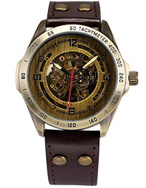 スチームパンク メンズ腕時計 ブロンズ＆ブラウン 自動巻き ケースサイズ42mm