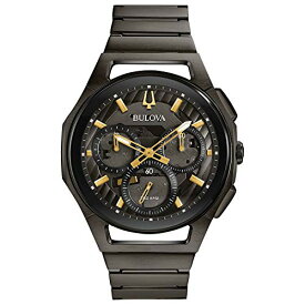 腕時計 ブローバ メンズ Bulova Men's CURV High Performance Quartz Stainless Steel Watch, 5-Hand Chronograph, Sapphire Crystal, Luminous Hands, Black Ion-Plated/ Gold Tone Accents腕時計 ブローバ メンズ