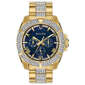 腕時計 ブローバ メンズ Bulova Men's Swarovski Crystals Collection Goldtone Stainless Blue Dial Bracelet Watch腕時計 ブローバ メンズ