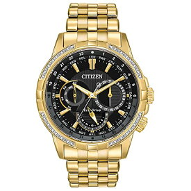 腕時計 シチズン 逆輸入 海外モデル 海外限定 Citizen Men's Eco-Drive Classic Calendrier Watch in Gold-Tone Stainless Steel, Diamonds, Black Dial (Model: BU2082-56E)腕時計 シチズン 逆輸入 海外モデル 海外限定