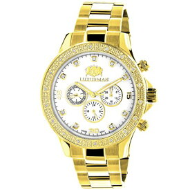腕時計 ラックスマン メンズ Liberty LUXURMAN Diamond Watches for Men 0.2ct Yellow Gold Plated White MOP Liberty腕時計 ラックスマン メンズ Liberty