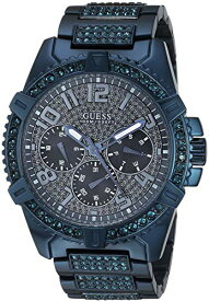 腕時計 ゲス GUESS メンズ GUESS Stainless Steel Iconic Blue Crystal Embellished Bracelet Watch with Day, Date + 24 Hour Military/Int'l Time. Color: Blue (Model: U0799G6)腕時計 ゲス GUESS メンズ