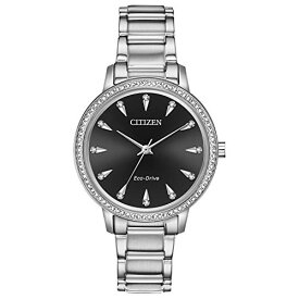 腕時計 シチズン 逆輸入 海外モデル 海外限定 Citizen Women's Eco-Drive Dress Classic Crystal Watch in Stainless Steel, Black Dial (Model: FE7040-53E)腕時計 シチズン 逆輸入 海外モデル 海外限定