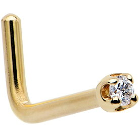 ボディキャンディー ボディピアス アメリカ 日本未発売 ウォレット Body Candy Solid 14k Yellow Gold 1.5mm (0.015 cttw) Genuine Diamond L Shaped Nose Stud Ring 18 Gauge 1/4"ボディキャンディー ボディピアス アメリカ 日本未発売 ウォレット