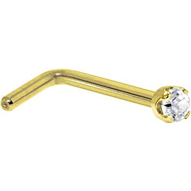 ボディキャンディー ボディピアス アメリカ 日本未発売 ウォレット Body Candy Solid 14k Yellow Gold 1.5mm (0.015 cttw) Genuine Diamond Nose L-Shape Stud Piercing Ring 20 Gauge 1/4"ボディキャンディー ボディピアス アメリカ 日本未発売 ウォレット
