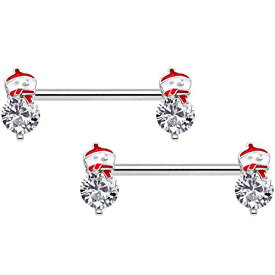 ボディキャンディー ボディピアス アメリカ 日本未発売 ウォレット Body Candy 14G Nipplerings Piercing 9/16" Steel Clear Accent Winter Snowman 2Pc Barbell Nipple Ring Set 14mmボディキャンディー ボディピアス アメリカ 日本未発売 ウォレット
