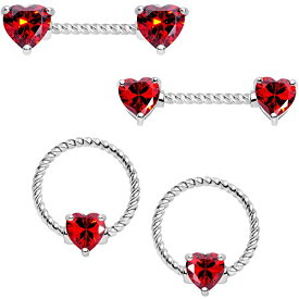 ボディキャンディー ボディピアス アメリカ 日本未発売 ウォレット Body Candy 14G 4Pc Twisted 316L Steel Captive Red Heart Straight Barbell BCR Nipple Ring Set 16mmボディキャンディー ボディピアス アメリカ 日本未発売 ウォレット