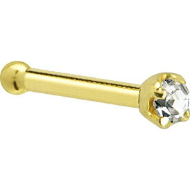 ボディキャンディー ボディピアス アメリカ 日本未発売 ウォレット 18 Gauge 1/4" Solid 14k Yellow Gold 2mm Clear Cubic Zirconia Nose Stud Boneボディキャンディー ボディピアス アメリカ 日本未発売 ウォレット