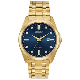 腕時計 シチズン 逆輸入 海外モデル 海外限定 Citizen Men's Classic Peyton 3-Hand Eco-Drive Watch, Date, Sapphire Crystal, Diamond Markers, Gold Tone/Blue Dial腕時計 シチズン 逆輸入 海外モデル 海外限定